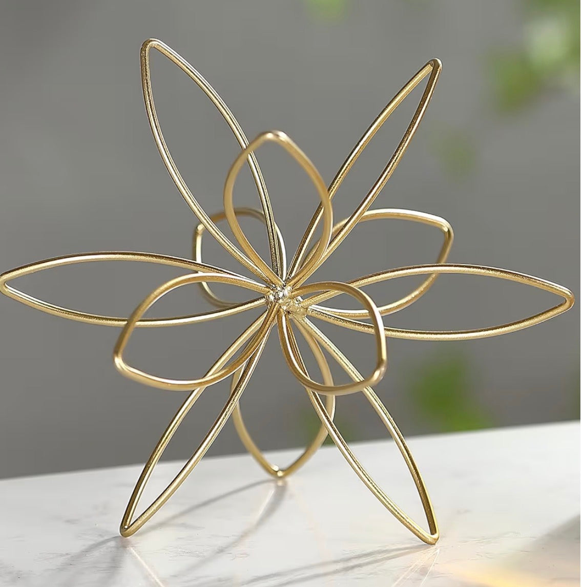 8" Gold Metal Floral Tabletop Sculpture