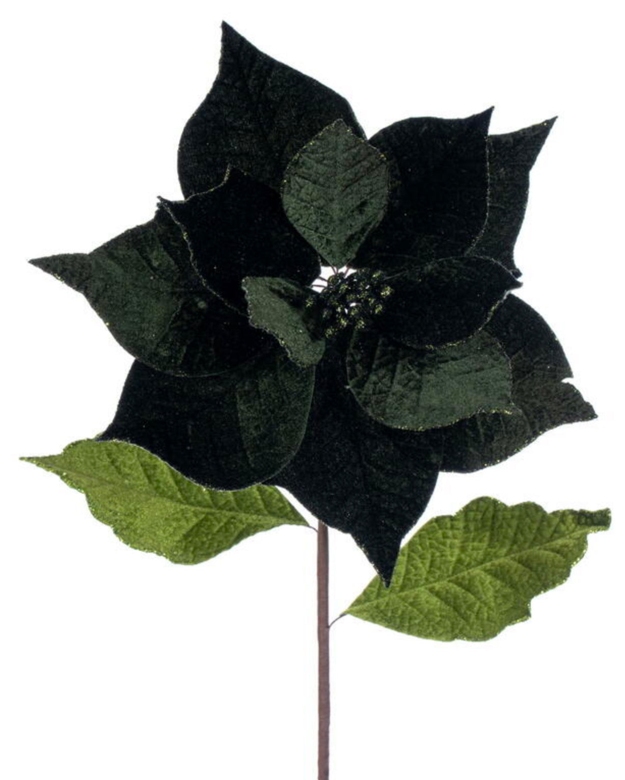 20” Green Classic Velvet Poinsettia- 12” Flower