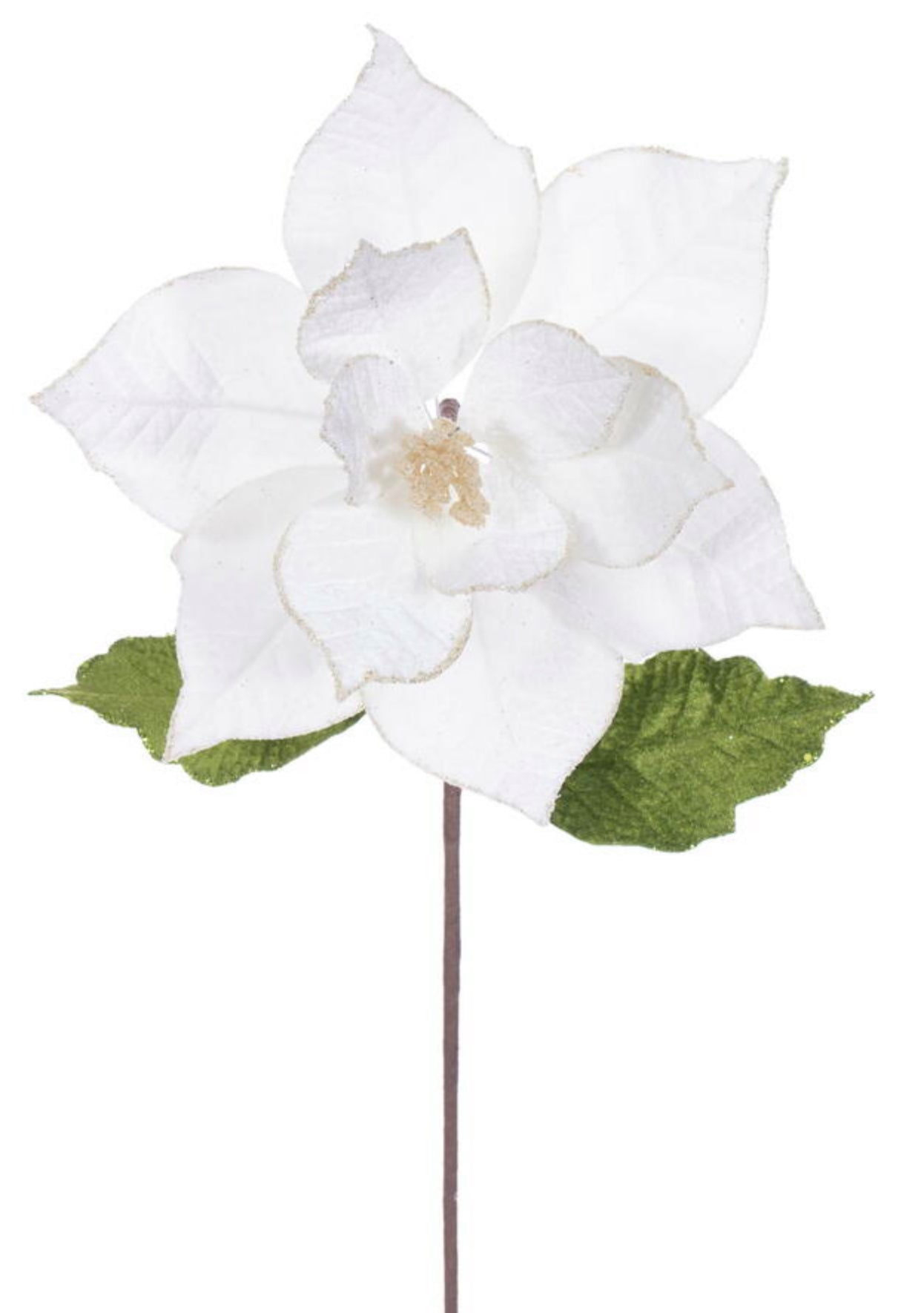 20” Cream Classic Velvet Poinsettia- 12” Flower