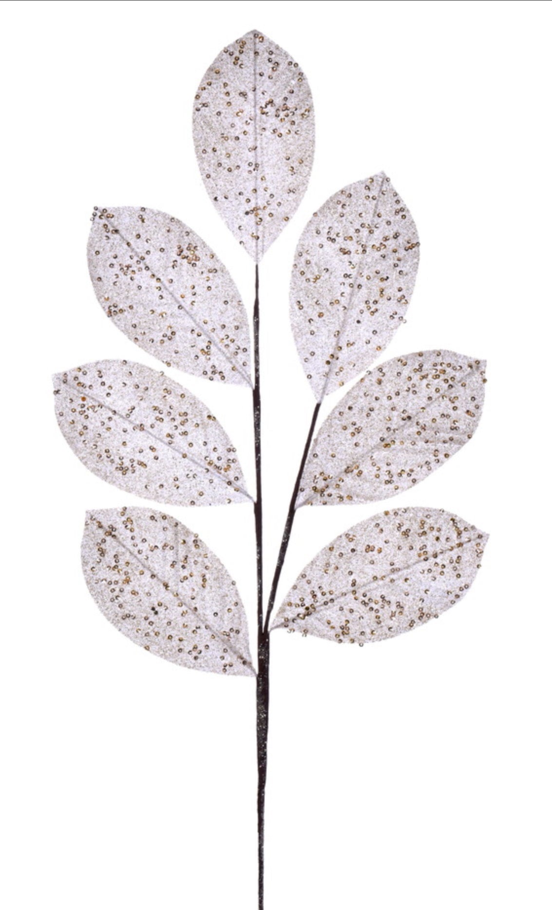 27” Cream Glitter Leaf Spray