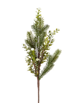 20” Pine Berry Branch- Cream