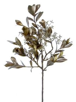 21” Glitter Eucalyptus Spray- Gold/Copper